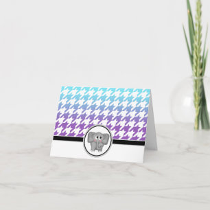Cartão De Agradecimento Elephant Ombre Aqua Purple Houndstooth Cards