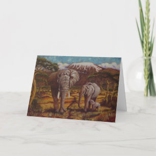 Cartão De Agradecimento Elephants & Kilimanjaro Thank You Card