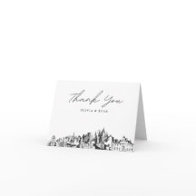 Cartão de agradecimento em branco com esboço da si