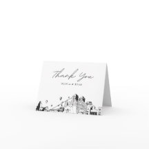 Cartão de agradecimento em branco com esboço da si