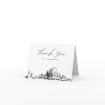 Cartão de Agradecimento em Branco com Esboço da Si