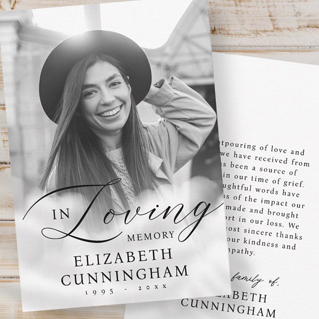 Cartão De Agradecimento Em Memória Ama Nuvens Memorial Foto Moderna (Criador carregado)