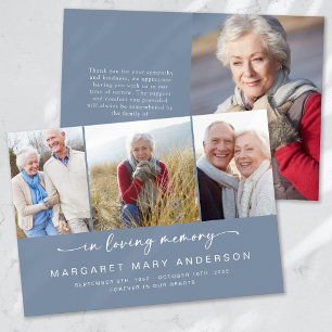 Cartão De Agradecimento Em memória de amor Quatro Fotos Simpatia Funeral