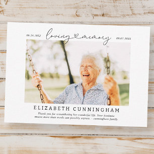 Cartão De Agradecimento Em Memorial De Amor Foto Moderna Simples