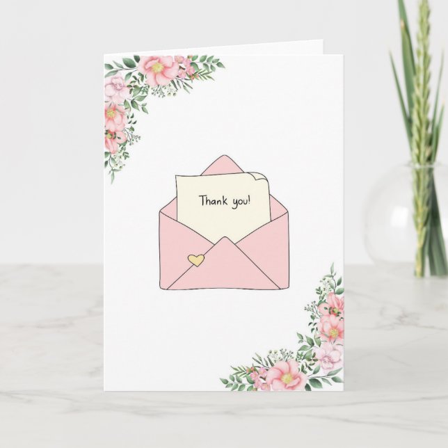 Cartão de Agradecimento em um Envelope com Floral (Frente)