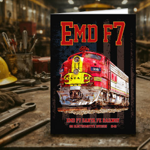 Cartão De Agradecimento EMD F7 Santa Fe Warbonnet com Bandeira Americana.