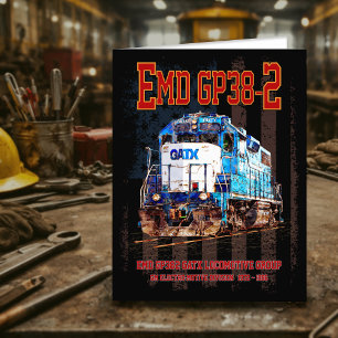 Cartão De Agradecimento EMD GP38-2 Locomotiva diesel e bandeira americana