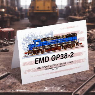Cartão De Agradecimento EMD GP38-2 Locomotiva diesel e bandeira americana