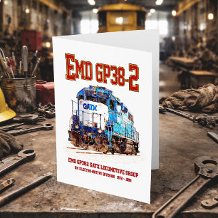 Cartão De Agradecimento EMD GP38-2 Locomotive diesel azul e branco GATX