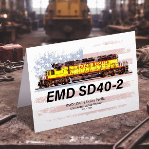 Cartão De Agradecimento EMD SD40-2 Locomotiva Diesel. bandeira americana