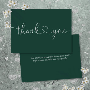 Cartão De Agradecimento Emerald Green Elegant Minimalist Script Heart