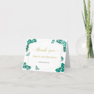 Cartão De Agradecimento Emerald Green Sweet 16 Quinceanera Bat Mitzvah