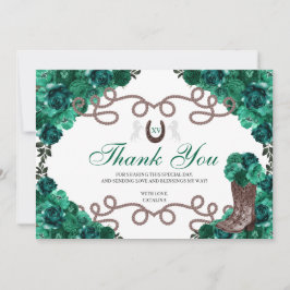 Cartão De Agradecimento Emerald Green Western Horse Quinceanera Obrigado