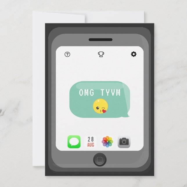 Cartão De Agradecimento Emoji Festa de aniversário (Frente)