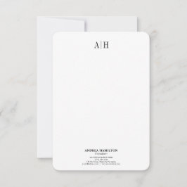 Cartão De Agradecimento Empresa profissional formal de dois monogramas