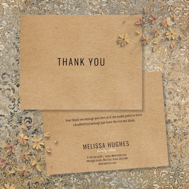 Cartão de Agradecimento Empresarial Kraft Rústico  (Simple Modern Rustic Kraft Business Thank You Card)