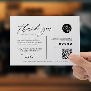 Cartão De Agradecimento Empresas Mínimas Pretas E Brancas Modernas