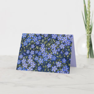Cartão De Agradecimento Encantadoras Flores de Vinca Espalhadas Azul Profu