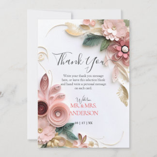 Cartão De Agradecimento Encerramento de Papel de Quadro de Casamento Flora
