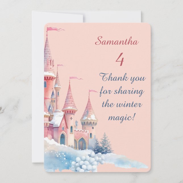 Cartão De Agradecimento Enchanted Winter Castle Thank You Card, Princess  (Frente)