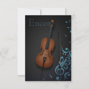 Cartão De Agradecimento "Encore" Cello & Arco Turquoise & Black Personaliz