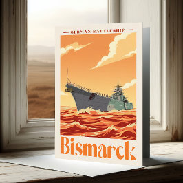 Cartão De Agradecimento Encouracado Alemão Bismarck - Cartaz Naval Antigo