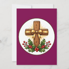 Cartão De Agradecimento Enfeite de Natal de Cruz de Madeira Rústica