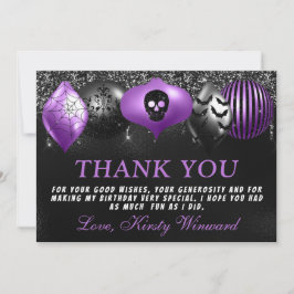 Cartão De Agradecimento Enfeites de Halloween Roxo Preto Aniversário