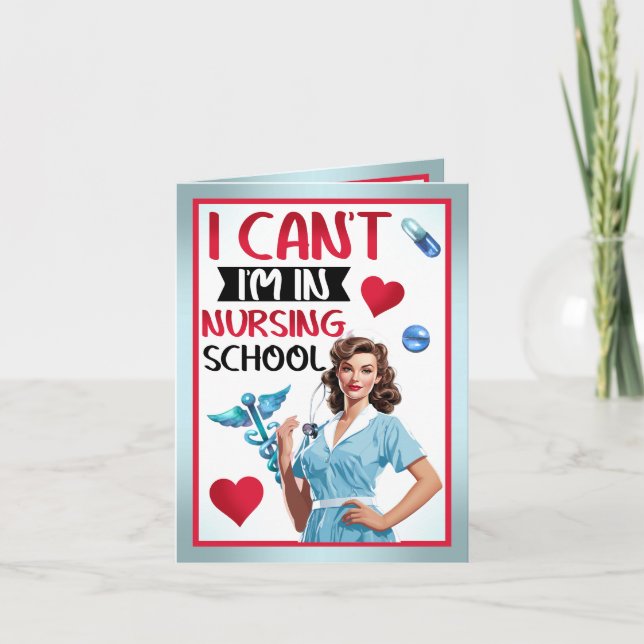 Cartão De Agradecimento Enfermeira Nostálgica Bonita Se Aproxima Na Enferm (Frente)