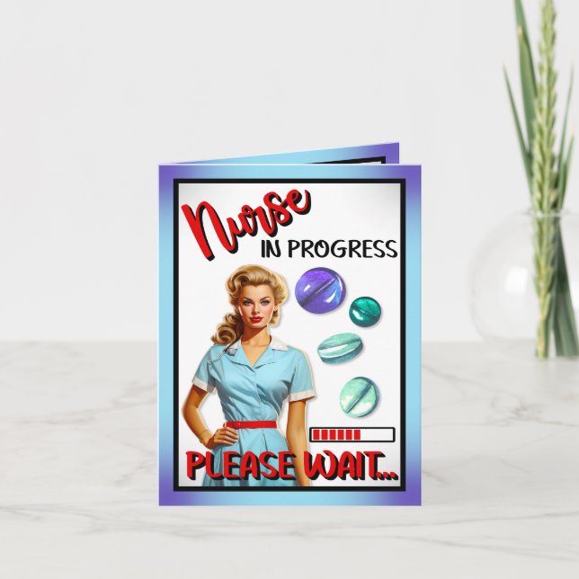 Cartão De Agradecimento Enfermeira Nostálgica Enfermeira Em Andamento (Frente)