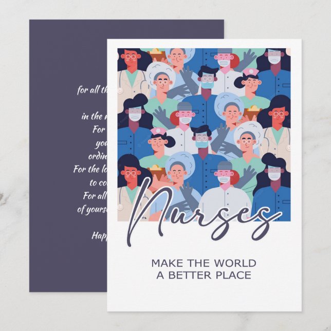 Cartão De Agradecimento Enfermeiras fazem do mundo um lugar melhor para a  (Frente/Verso)