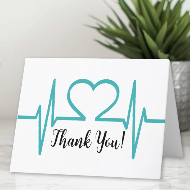 Cartão De Agradecimento Enfermeiro Simples Médico de Saúde (Simple Heart Beat Nurse Doctor Healthcare Medical Thank You Card)