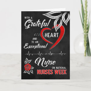 Cartão De Agradecimento Enfermeiros Semana Grateful Red Heart White Rose C