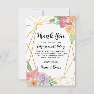 Cartão de Agradecimento Engajamento Casamento Flor