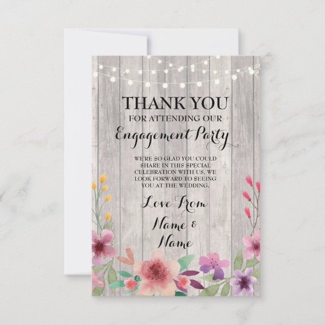 Cartão de Agradecimento Engajamento Casamento Flor (Frente)