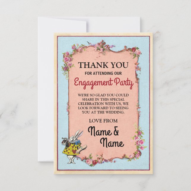 Cartão de Agradecimento Engajamento Wonderland Rab (Frente)