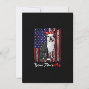 Cartão De Agradecimento Engraçado Boston Terrier Mãe Americana Bandeira T 