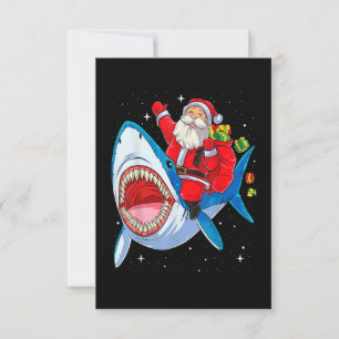 Cartão De Agradecimento Engraçado Papai Noel Andando Tubarão Boas de Natal