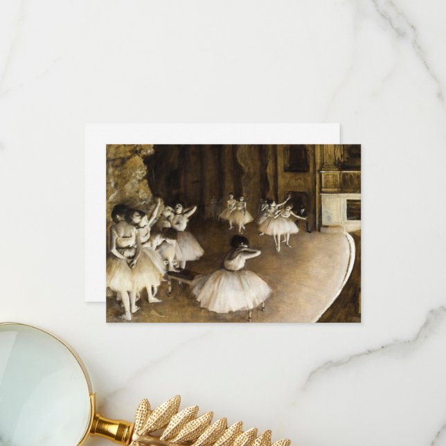 Cartão De Agradecimento Ensaio de balés em Palco por Edgar Degas (Frente/Verso In Situ)