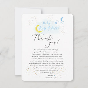 Cartão De Agradecimento Entrega Especial de Stork Dourada Starlit Baby Boy