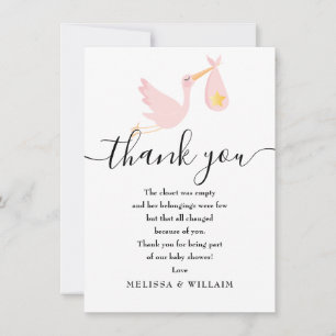 Cartão De Agradecimento Entrega Especial Obrigado Chuveiro de Bebê Rosa