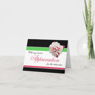 Cartão De Agradecimento Entrevista Verde Rosa Flor Fuchsia Obrigado