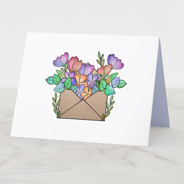Cartão De Agradecimento Envelope Cute com Vazio de Flores Roxas (Criador carregado)