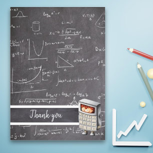 Cartão De Agradecimento Equações Matemáticas Fofas no Quadro Negro para Cr
