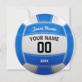 Cartão De Agradecimento Equipe Azul do Jogador de Voleibol