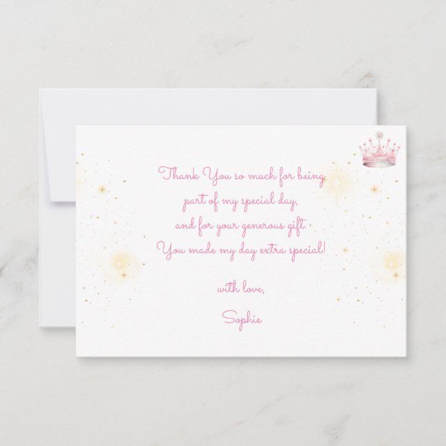 Cartão De Agradecimento Era uma vez, Princesa Birthday (Frente)