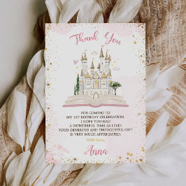 Cartão De Agradecimento Era Uma Vez Princesa Festa de 1º Aniversário