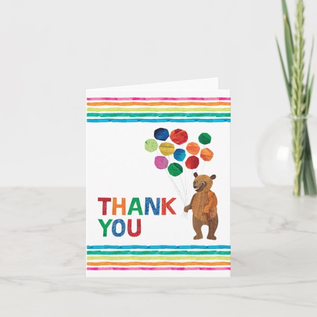 Cartão De Agradecimento Eric Carle | Aniversário da Menina Urso - Agradeci (Frente)