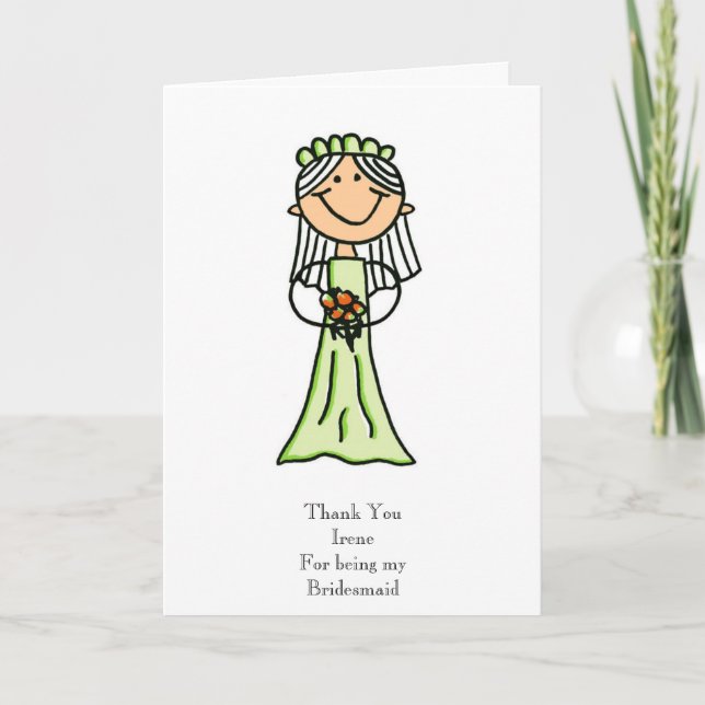 Cartão De Agradecimento Esboço da dama de honra, obrigado (Frente)