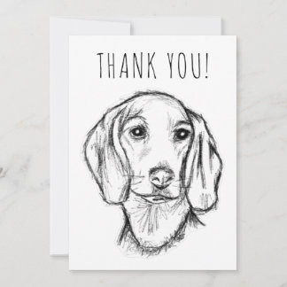 Cartão De Agradecimento esboço desenhado à mão de cachorro dachshund preto